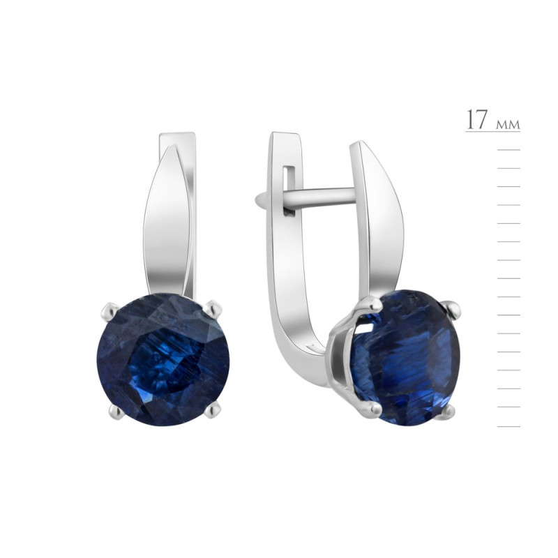 Серебряные серьги с натуральным кианитом 003-37