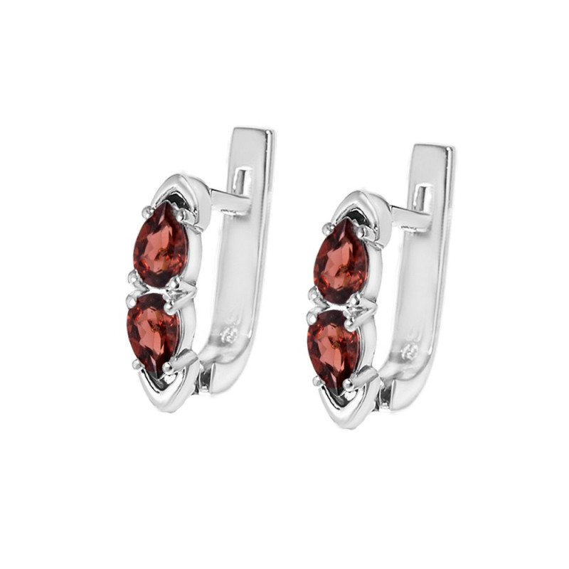 Серебряные серьги со вставками граната 025-41