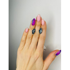 Срібні сережки з лондон топазом та фіанітом 032-3310