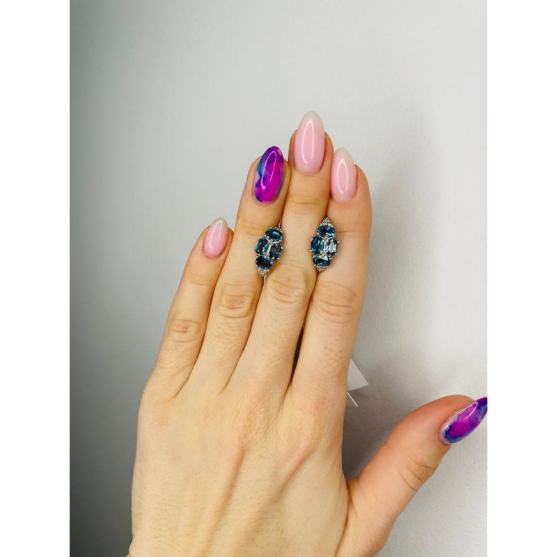 Серебряные серьги с натуральным Лондон топазом 032-3310