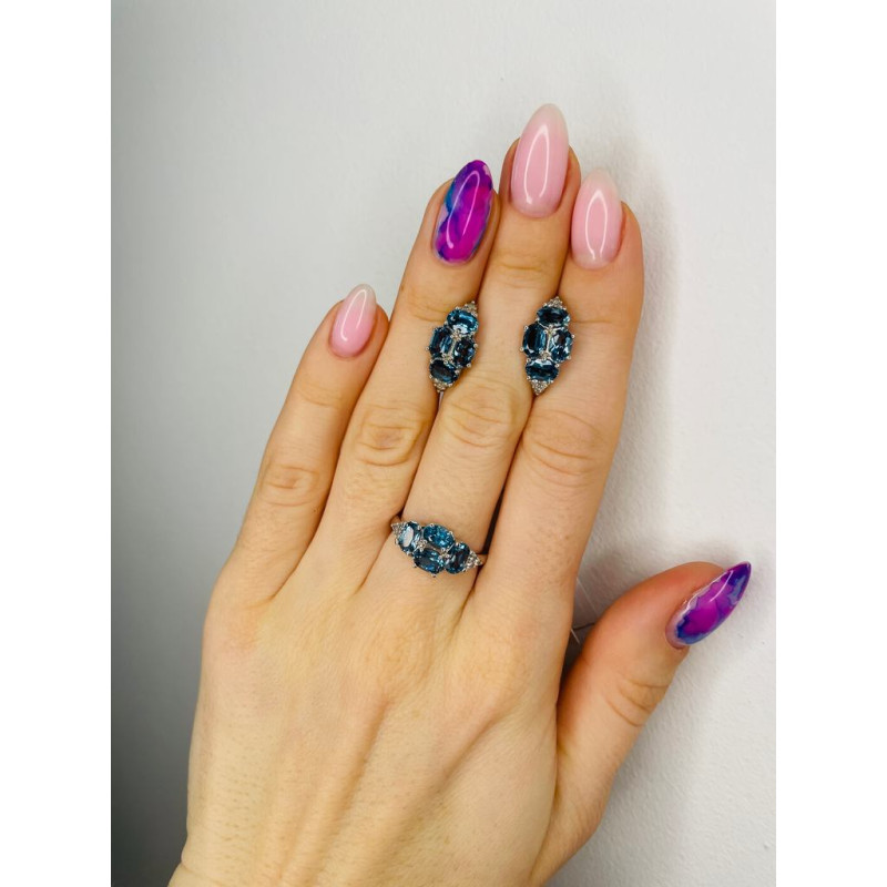 Серебряные серьги с натуральным Лондон топазом 032-3310