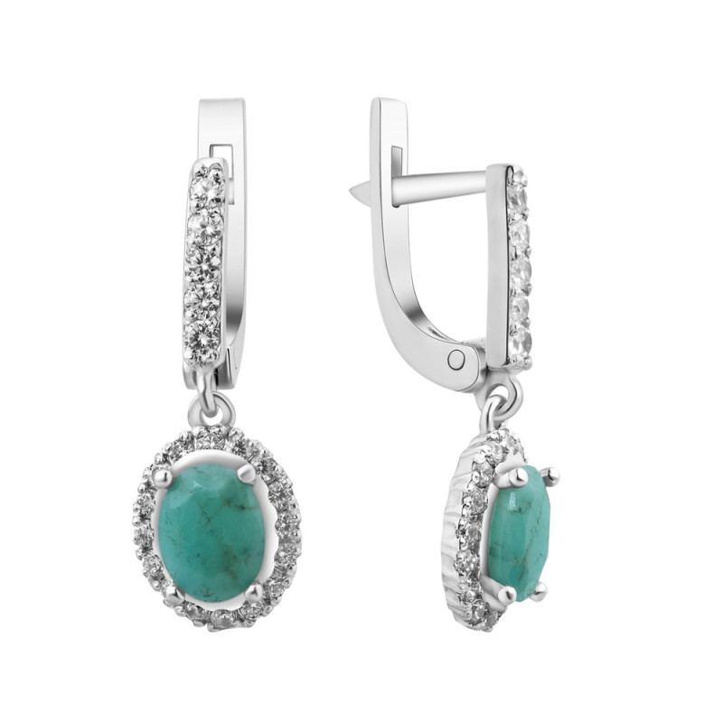 Серебряные серьги с изумрудом 044-7110