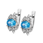 Silver earrings, with inserts of Swiss Topaz and cubic Zirconia 066-3010