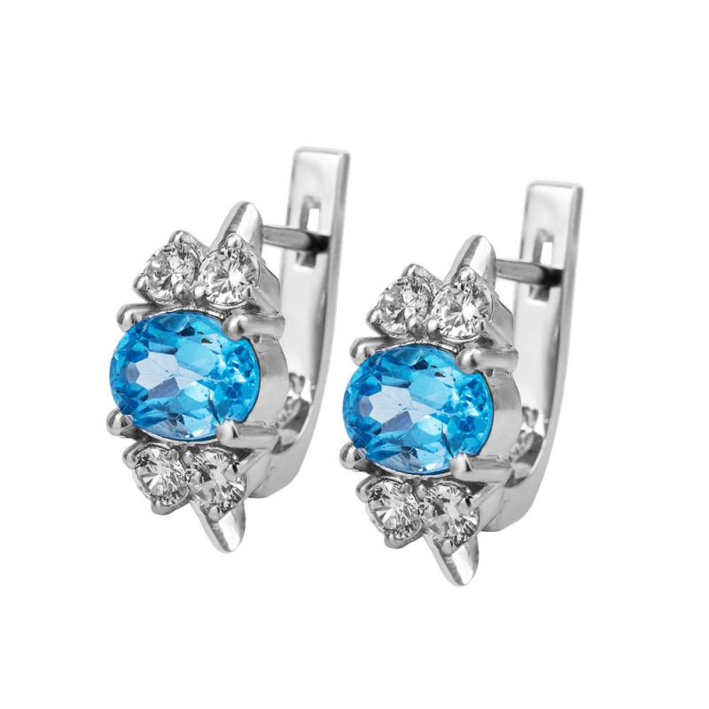 Silver earrings, with inserts of Swiss Topaz and cubic Zirconia 066-3010