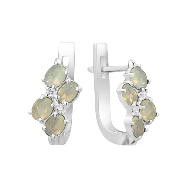 Срібні сережки з опалом та фіанітом 070-5510