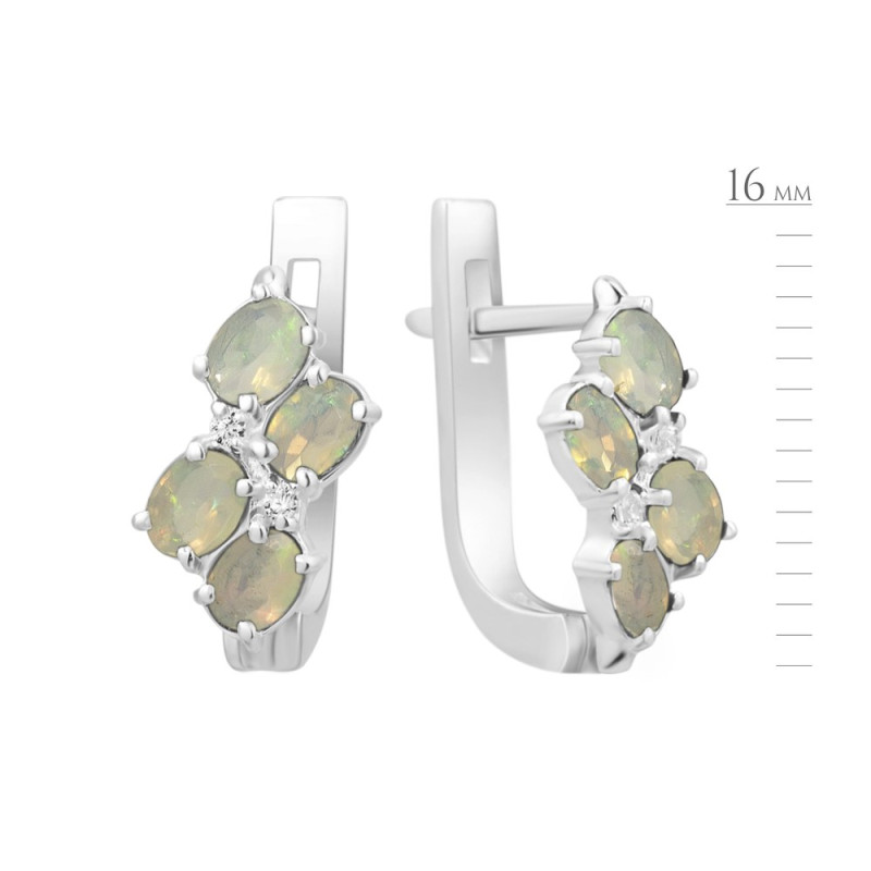 Срібні сережки з опалом та фіанітом 070-5510