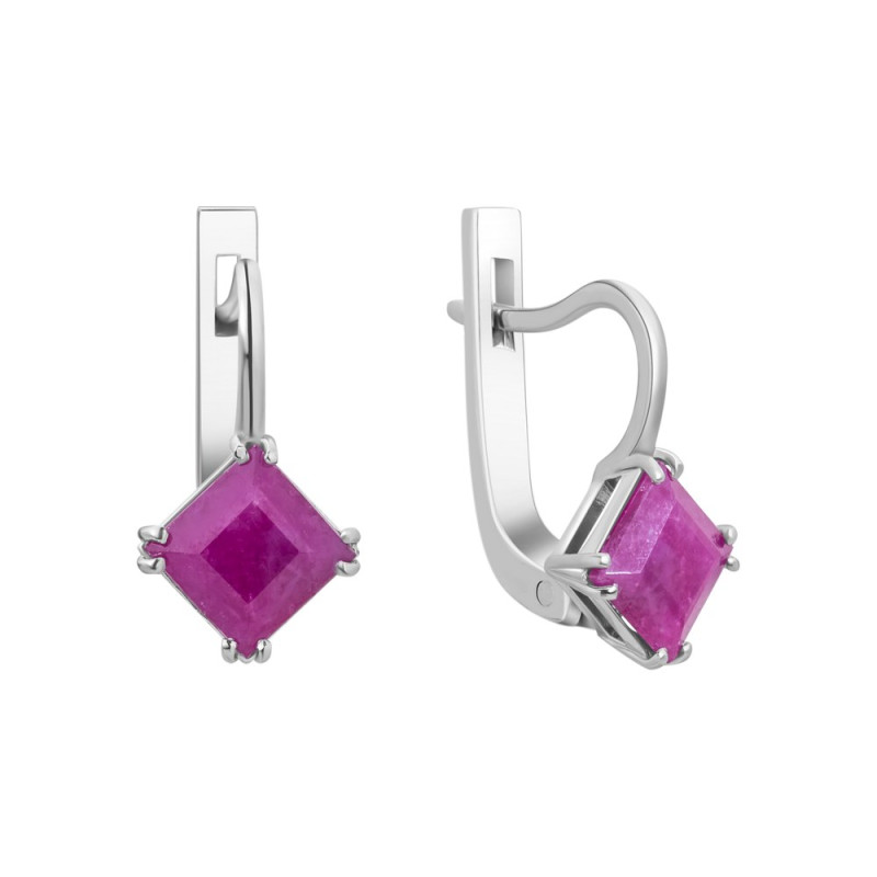 Серебряные серьги с рубином 072-44