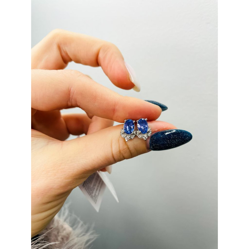 Серебряные серьги с натуральным танзанитом 081-3510