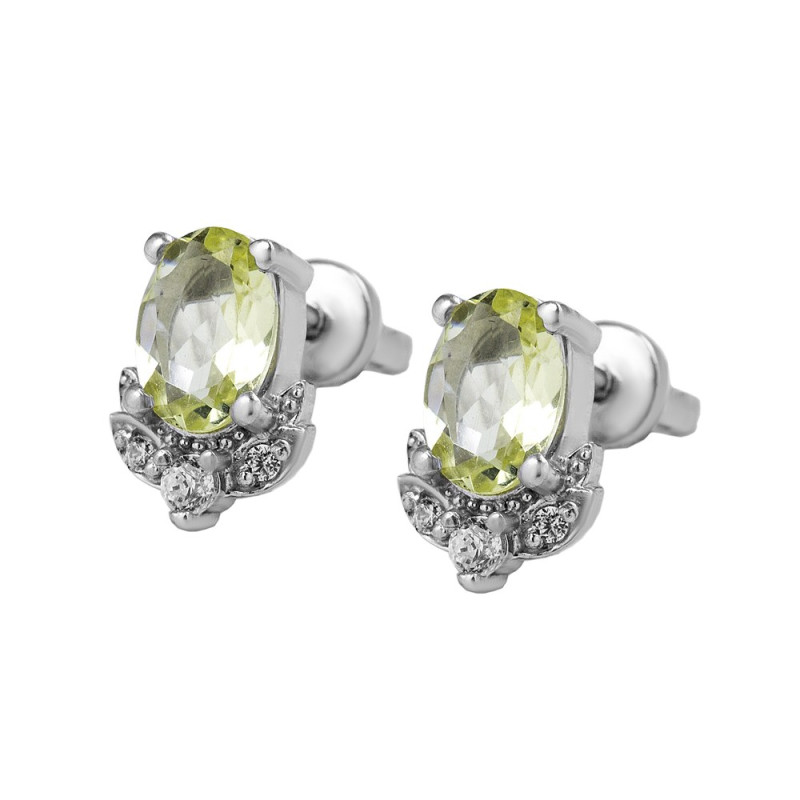 Серебряные серьги с лимонным топазом и куб. цирконием 081-5610