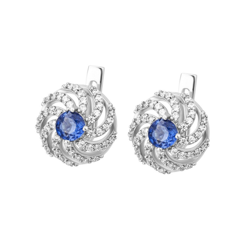 Серебряные серьги со вставками кианита 082-3710