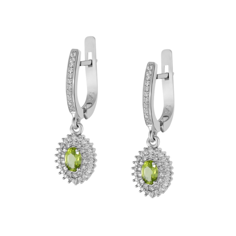 Silver earrings with accents of peridot 086-5310