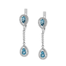 Серебряные серьги с свисс топазом и фианитами 088-3010