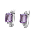 Срібні сережки з аметистом та фіанітом 103-6210