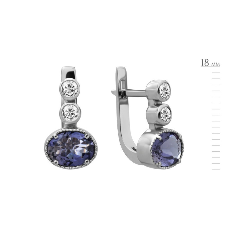 Серебряные серьги с натуральным иолитом 136-6810