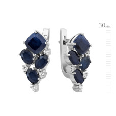 Серебряные серьги с сапфиром 143-3110