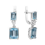 Серебряные серьги с натуральным скай топазом 154-3910