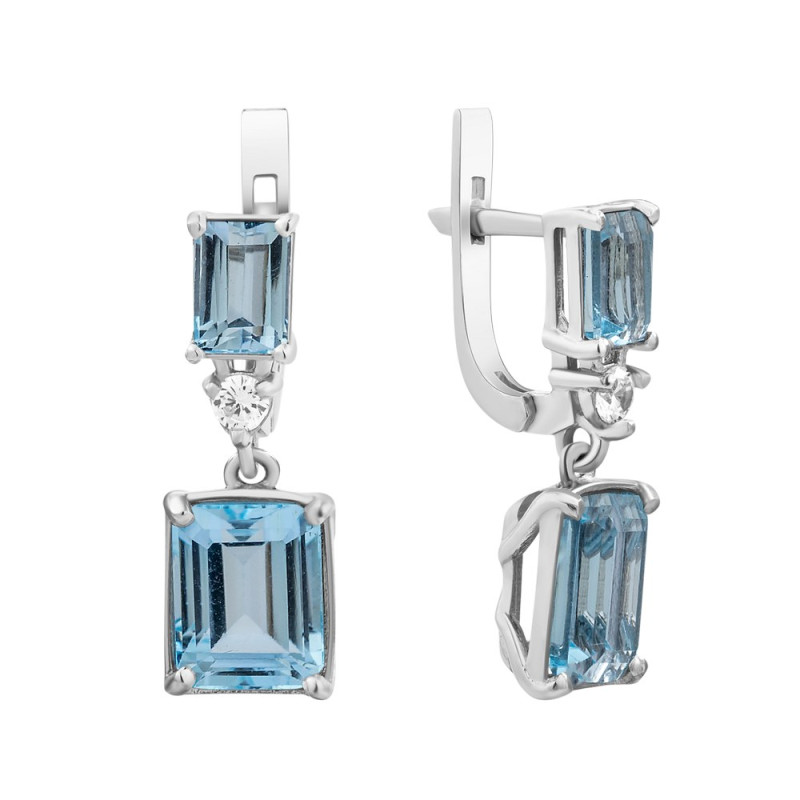 Серебряные серьги с натуральным скай топазом 154-3910