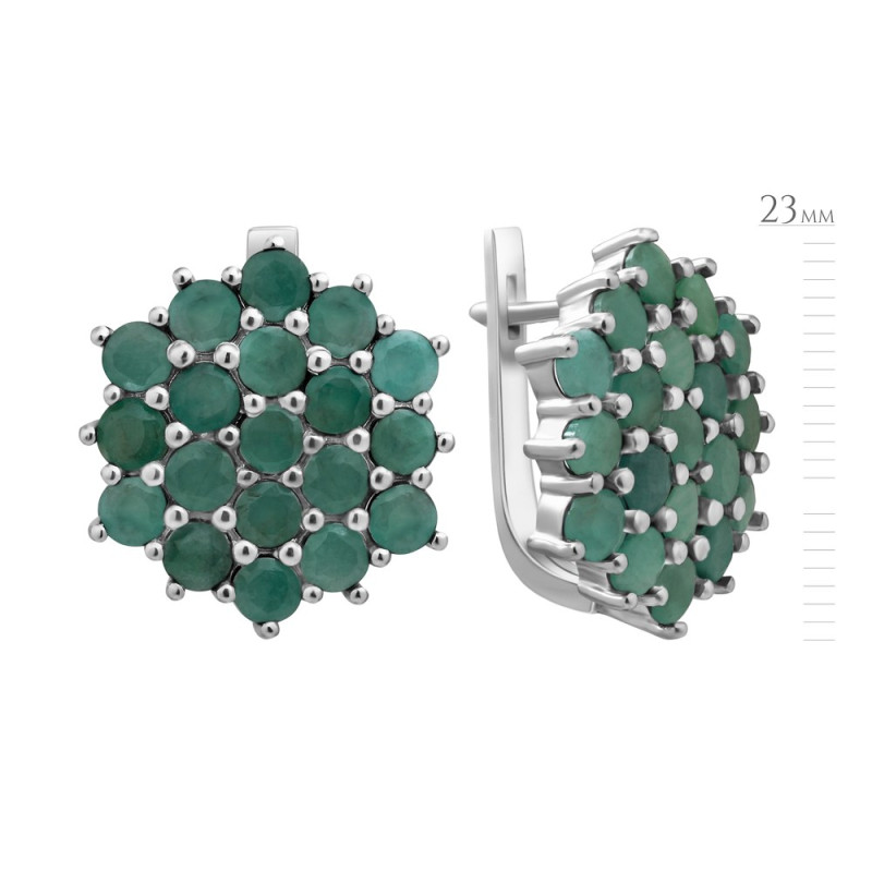 Серебряные серьги с изумрудом 179-71