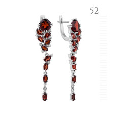 Срібні сережки з гранатом та фіанітом 196-4110