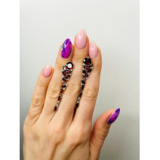 Срібні сережки з гранатом та фіанітом 196-4110