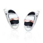 Silver earrings with inlays of gold, zirconium and enamel Gerda-10-1020