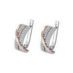 Silver earrings with gold and cubic Zirconia Modern-10
