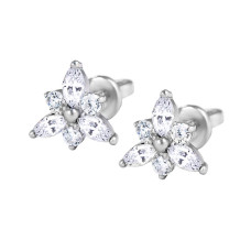 Silver studs with accents cubic Zirconia S049-10