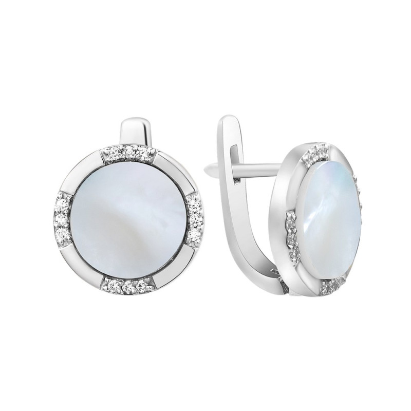 Серебряные серьги с белым перламутром S121-9010