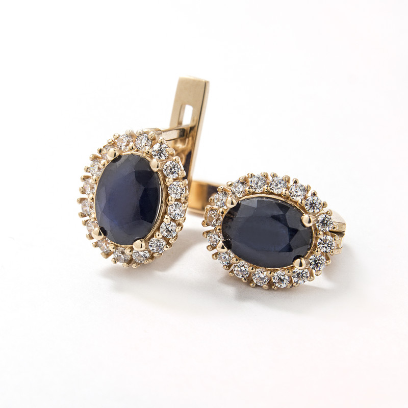 Золоті сережки з сапфіром 014G-3110