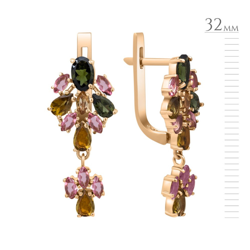 Золоті сережки з турмаліном 139G-65