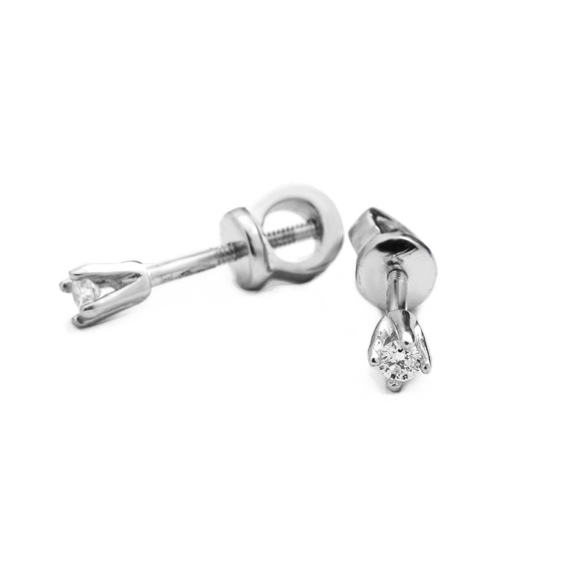 Gold earrings with a diamond B008G-10