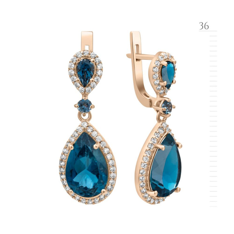 Gold earrings with London topaz 178G-3310