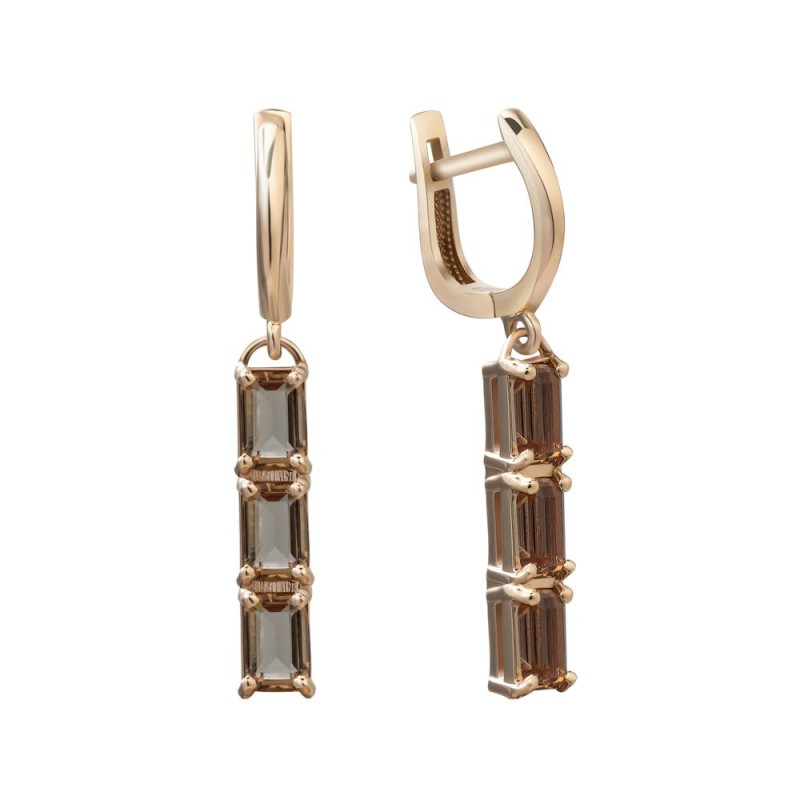 Золотые серьги с нано султанитом G015-82.