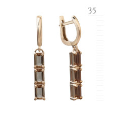 Золотые серьги с нано султанитом G015-82.