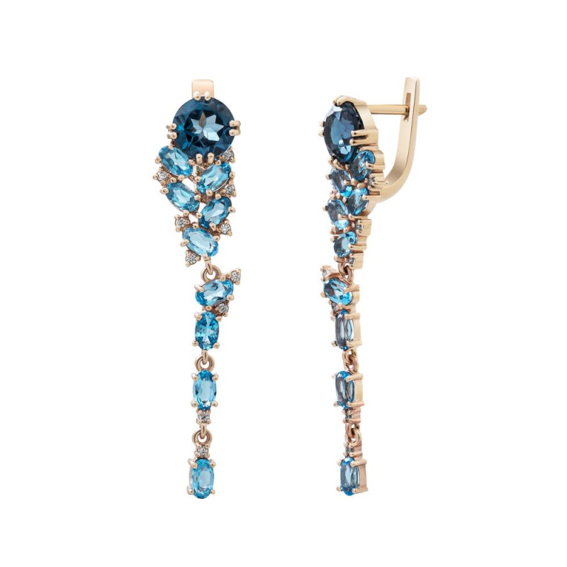Gold earrings with London topaz 196G-333010
