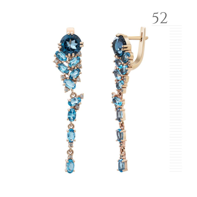 Gold earrings with London topaz 196G-333010
