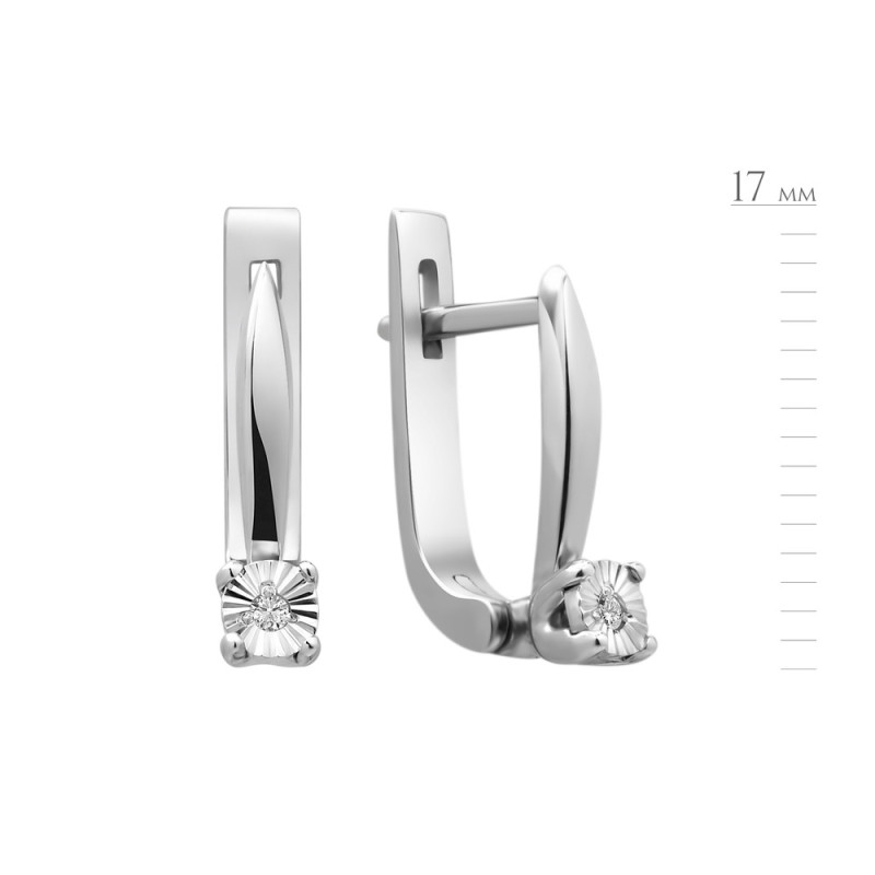 Gold earrings with a diamond B056G-10