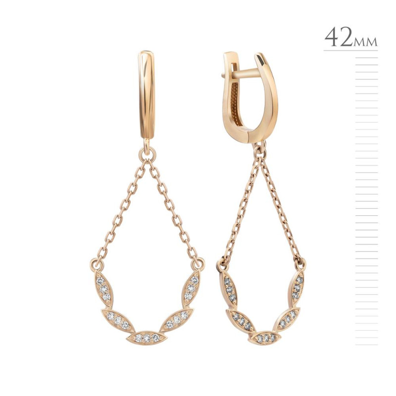 Золотые серьги с фианитом G035CZ-10
