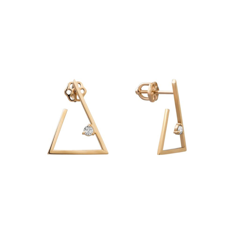 Золотые серьги с бриллиантом G028-14.