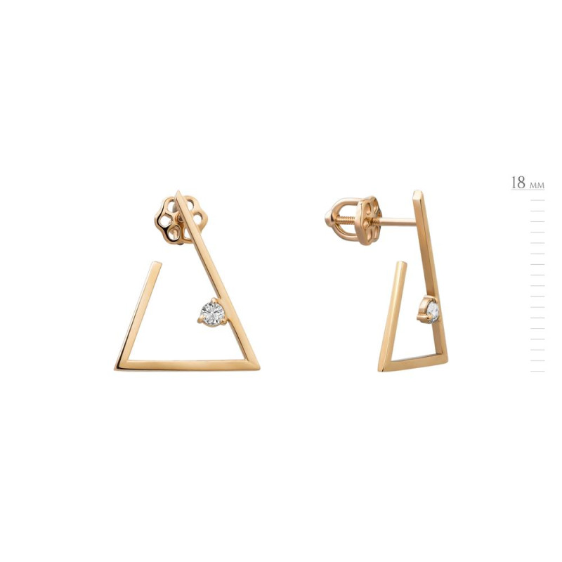 Золотые серьги с бриллиантом G028-14.