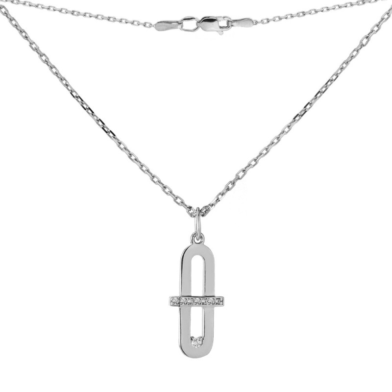 Серебряное колье со вставкам S083-10