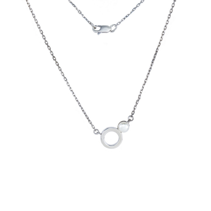 Срібне кольє з перлами Duet-10