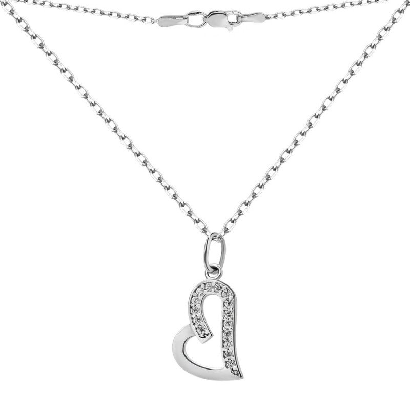 Срібне кольє з фіанітом Serdechko-10