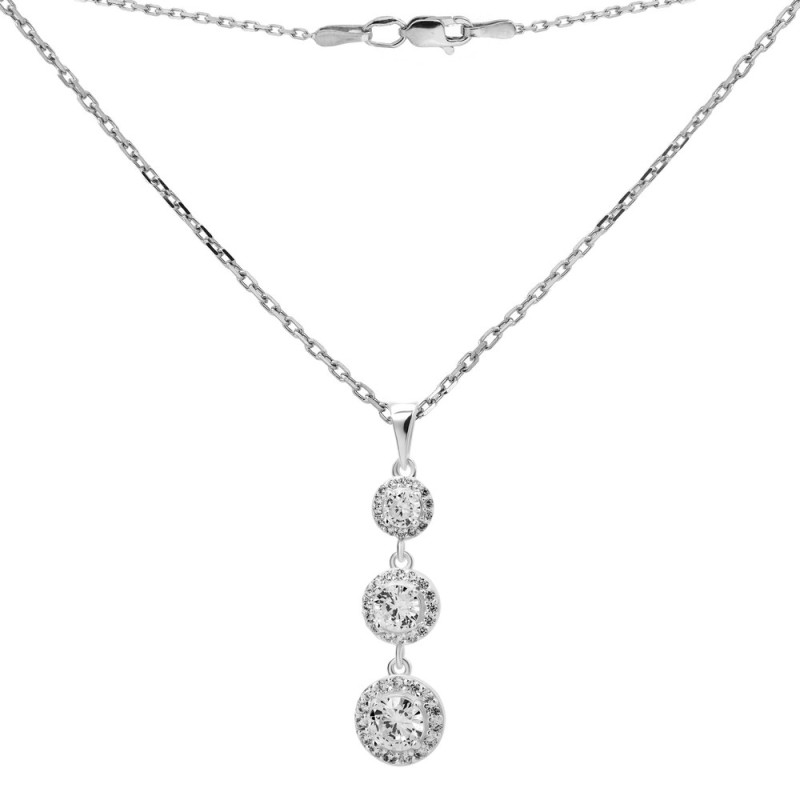 Серебряное колье со вставкам S096-10