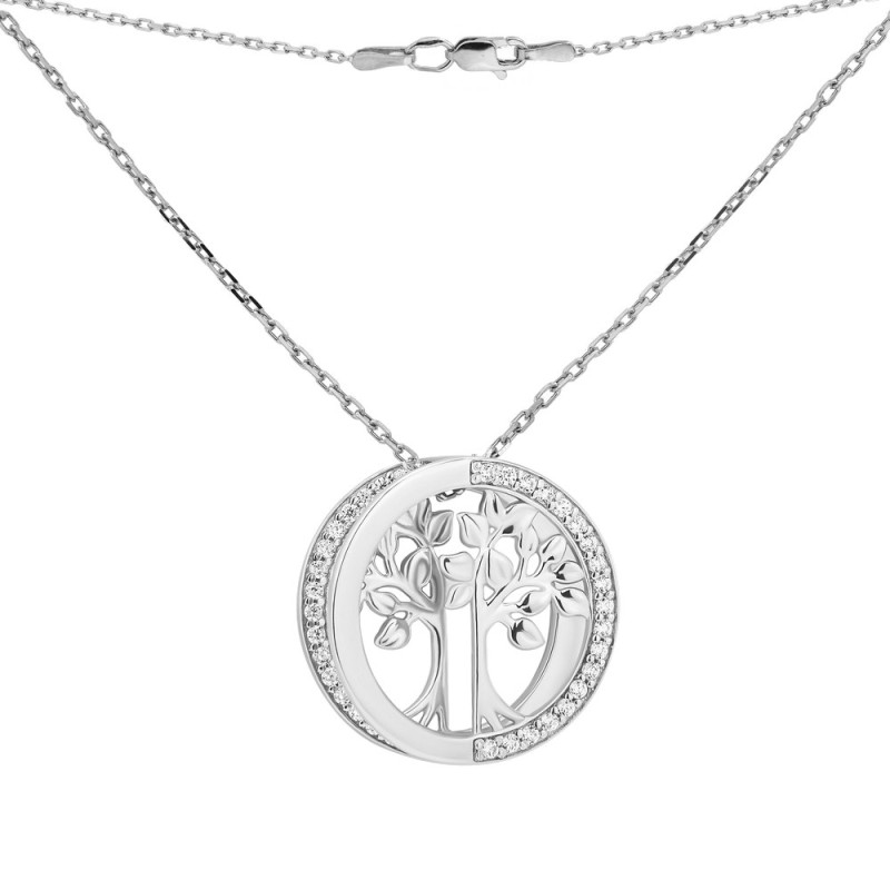 Серебряное колье с фианитами S099-10