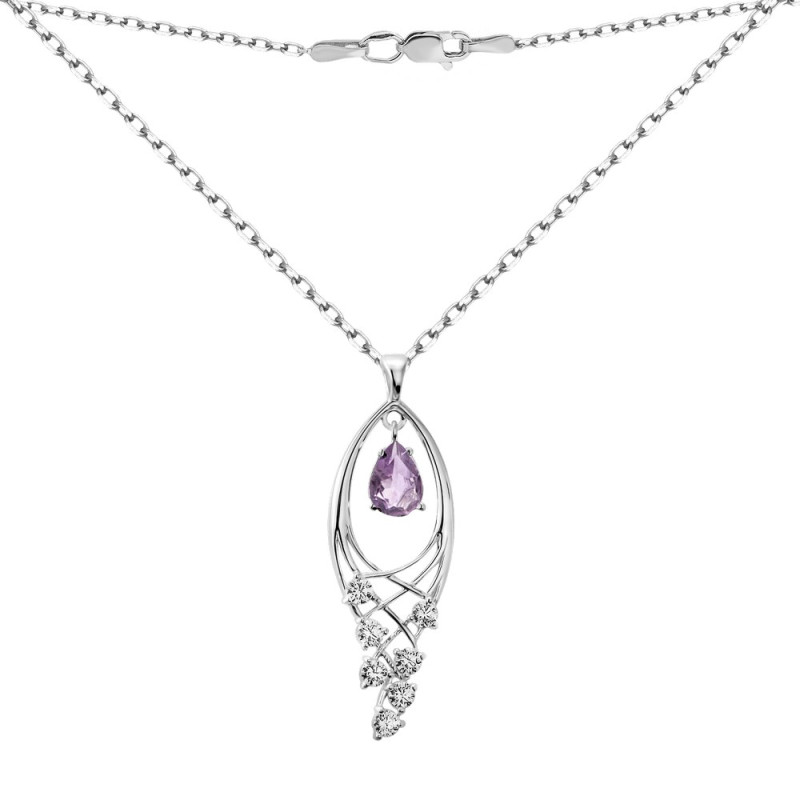 Серебряное колье с розовым аметистом 109-6310