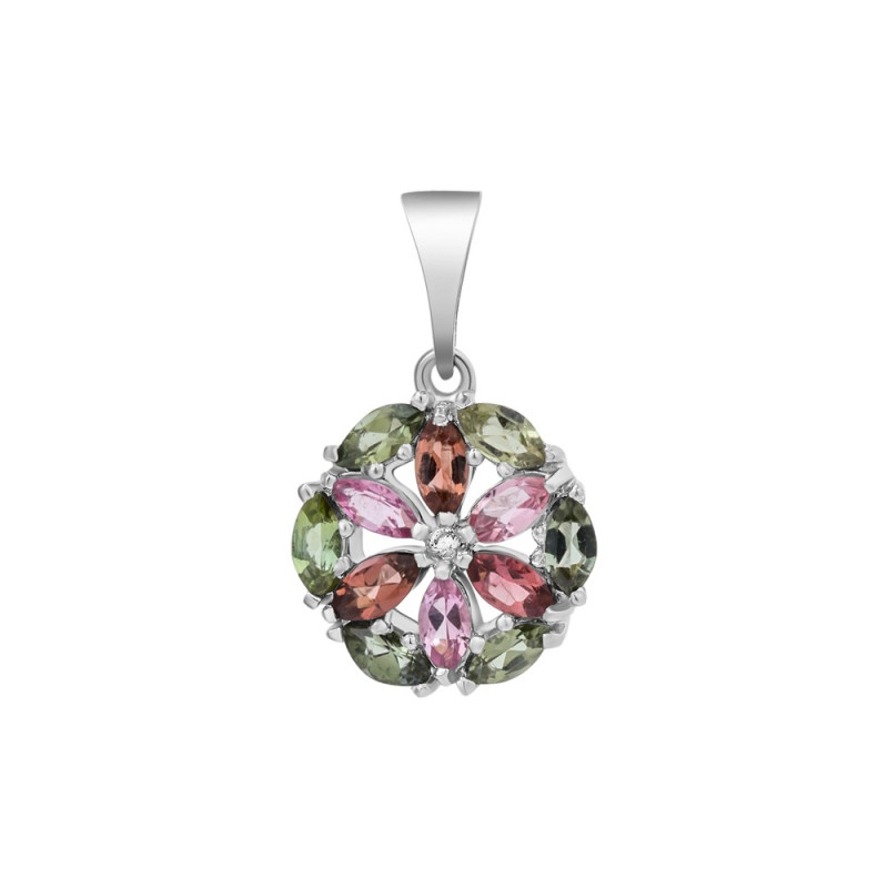 Срібний кулон з турмаліном та фіанітом 148-6510