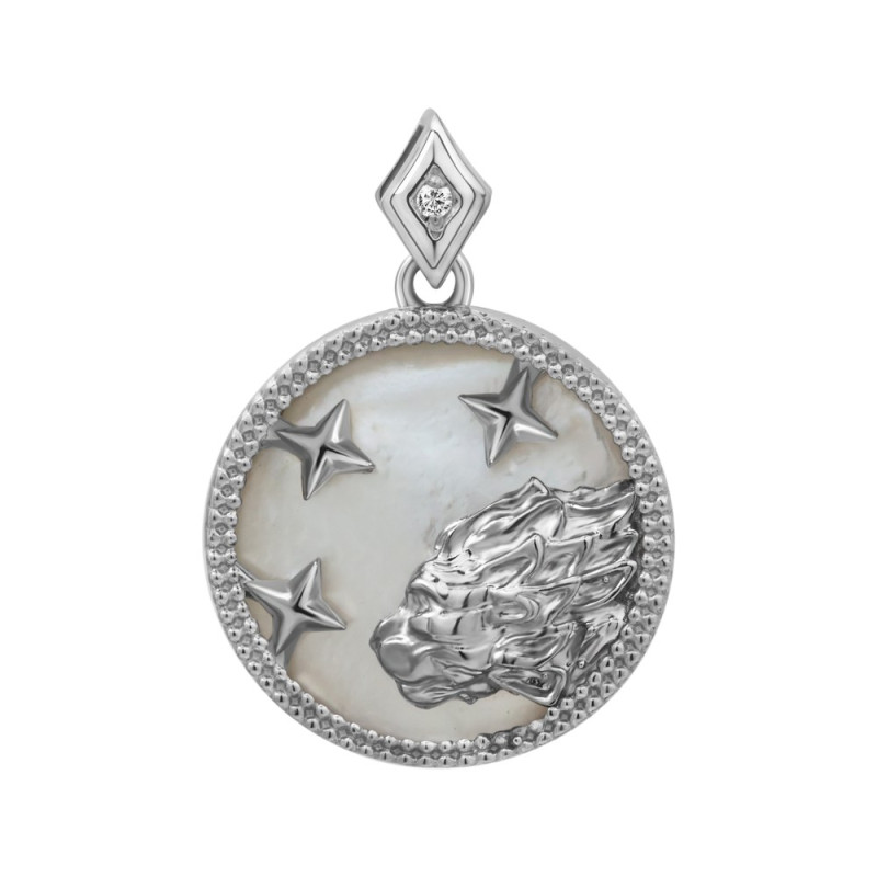 Silver Lion pendant with mother of pearl S140