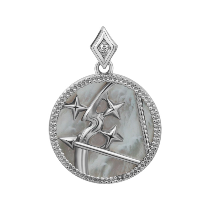 Silver Sagittarius pendant with mother of pearl S142