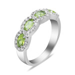 Срібна каблучка з перидотом та фіанітами 009-5310